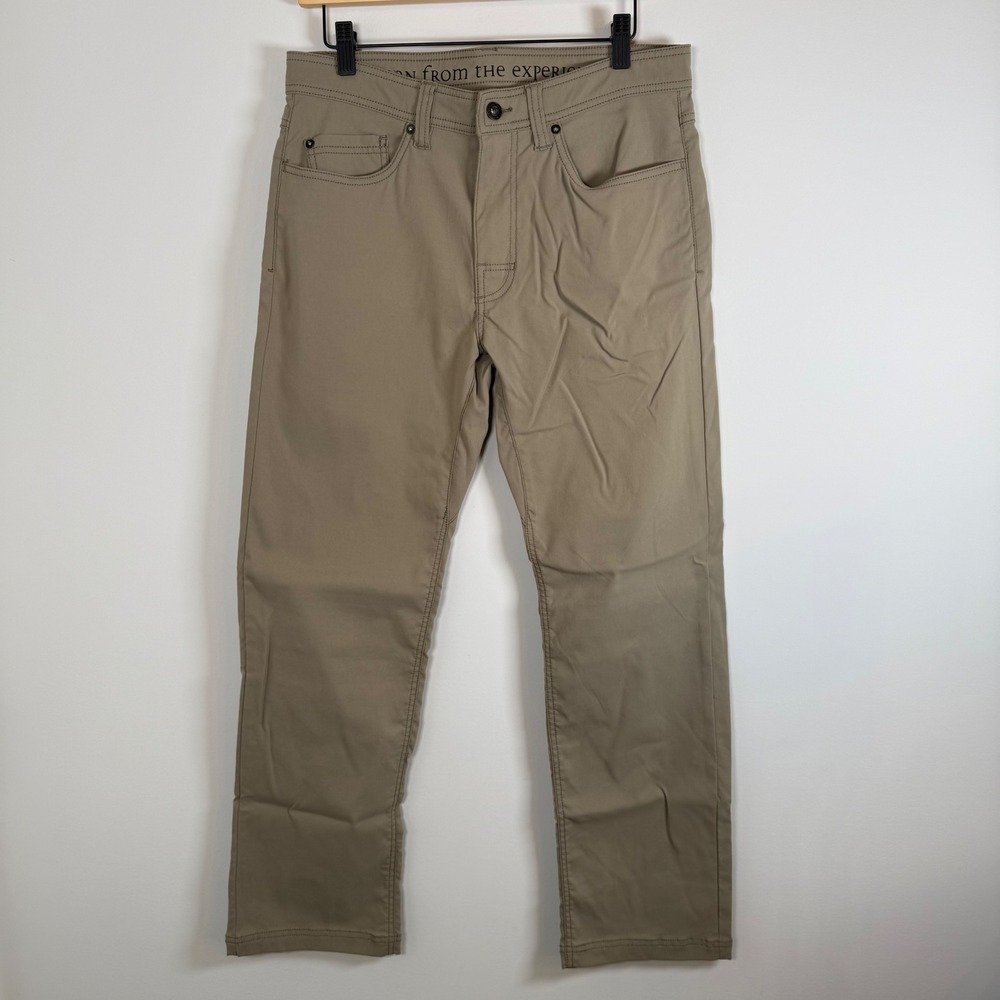 PrAna Men's Brion Slim Fit Cargo Pants 32Wx30L Khaki Hiking‎ Trail Gorpcore